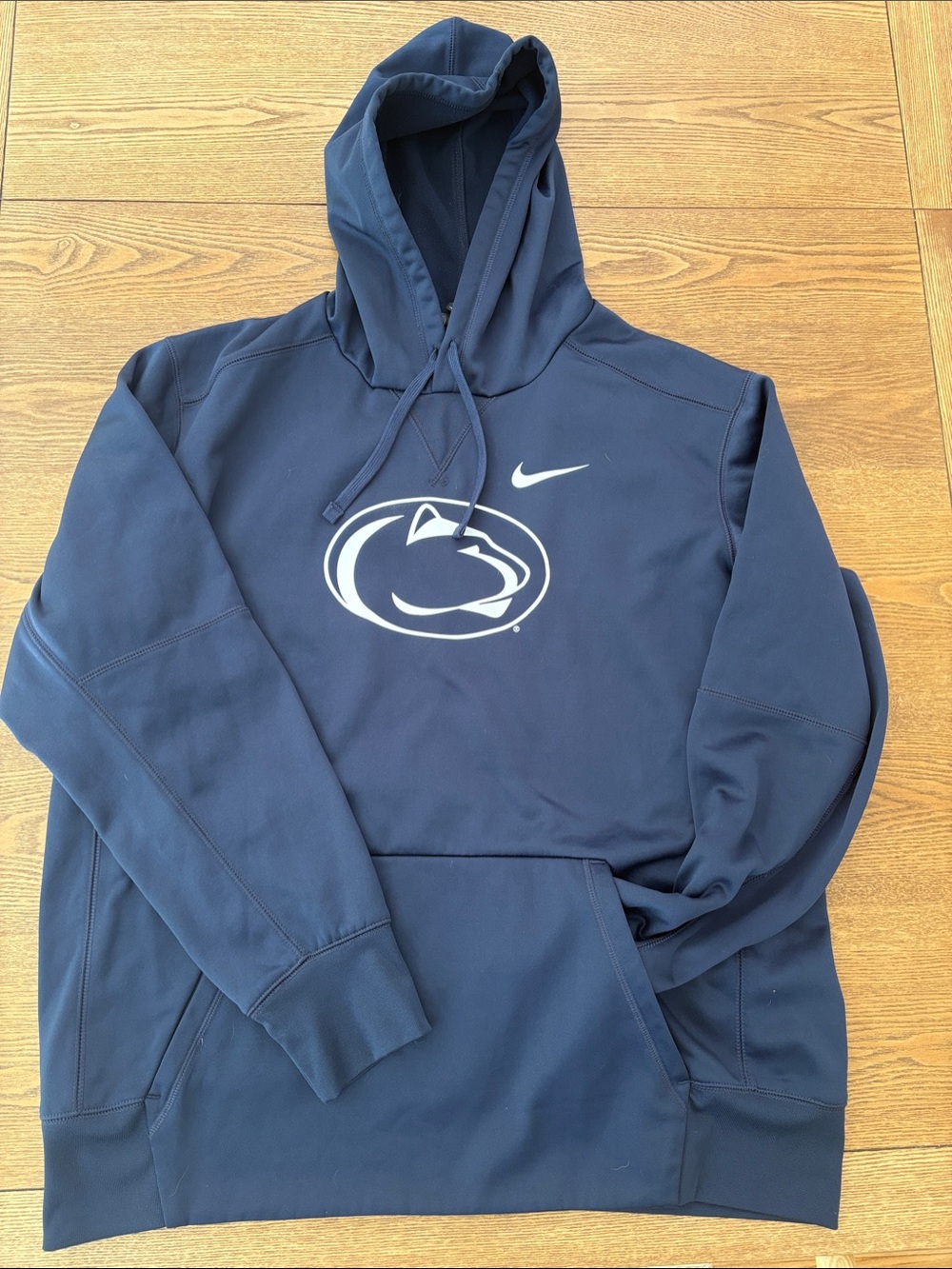 Nike Men’s Navy Blue Penn State Hoodie with White Logos
